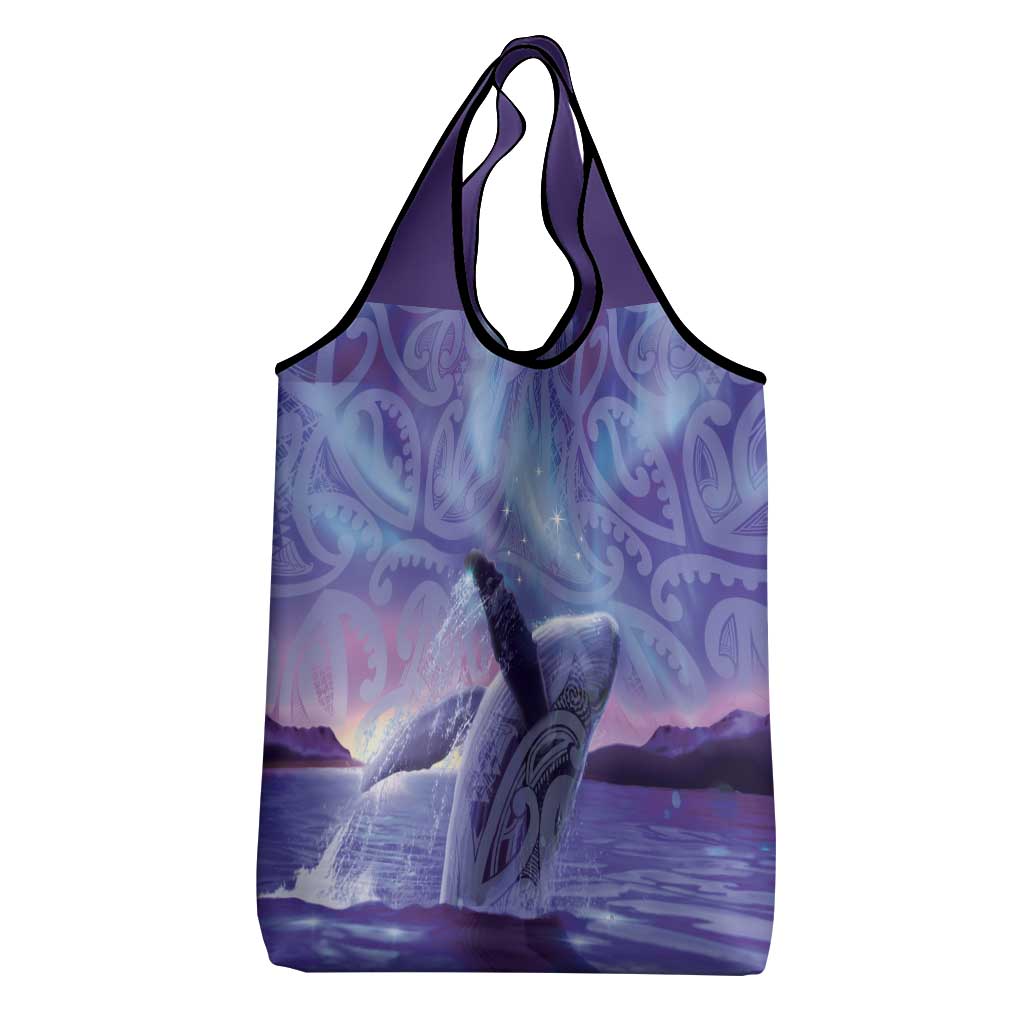 New Zealand Matariki Humpback Whale Grocery Bag Paikea Maori New Year Purple Galaxy LT14 - Polynesian Pride