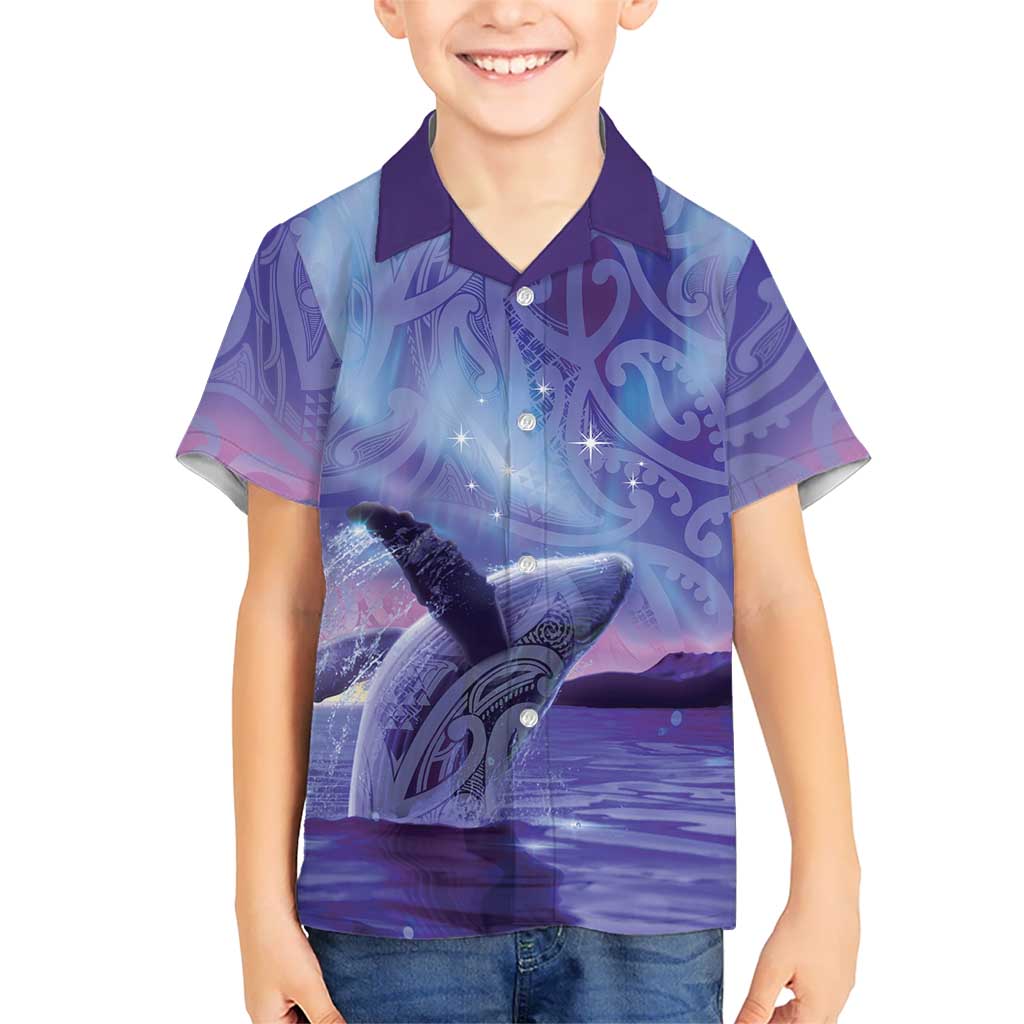 New Zealand Matariki Humpback Whale Hawaiian Shirt Paikea Maori New Year Purple Galaxy