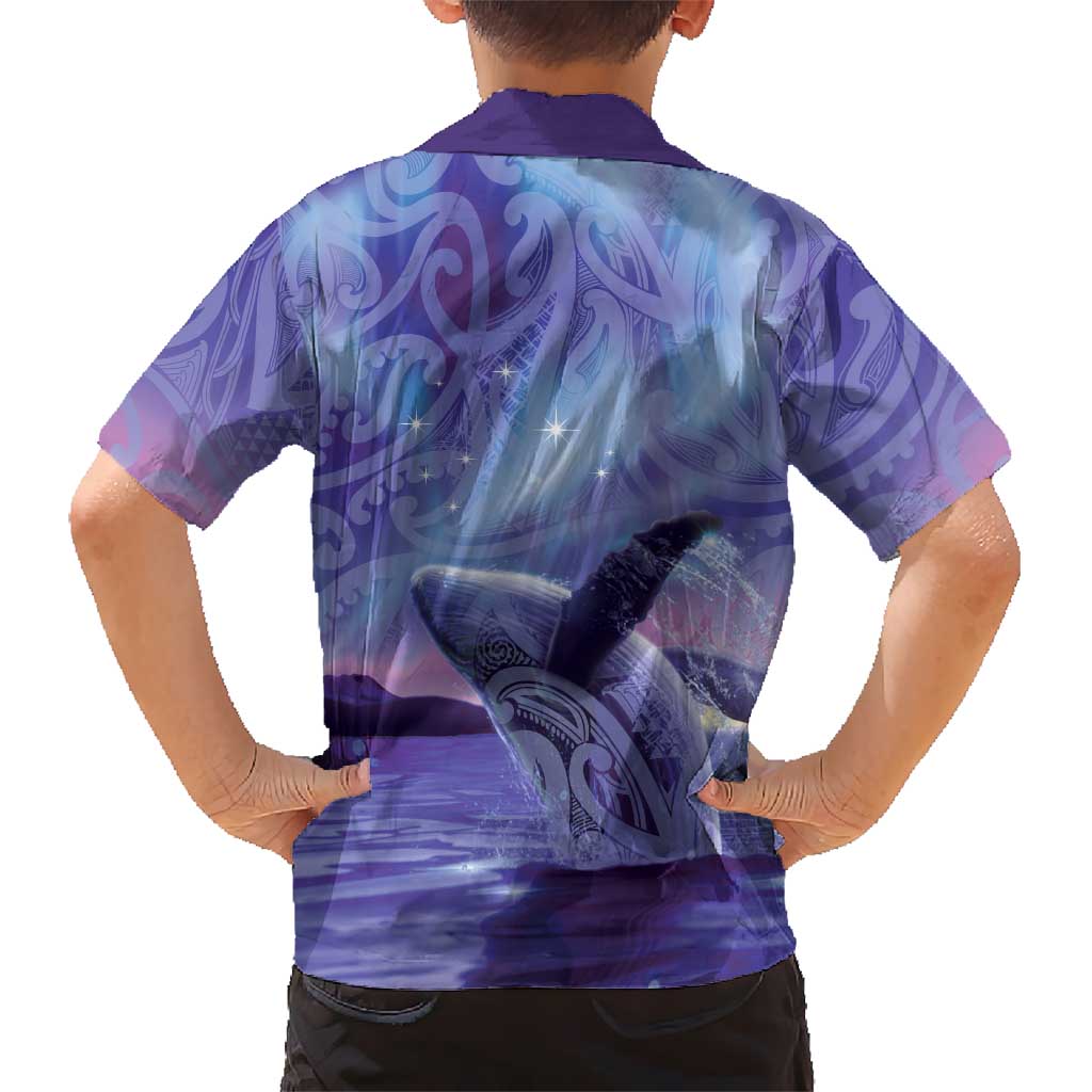 New Zealand Matariki Humpback Whale Hawaiian Shirt Paikea Maori New Year Purple Galaxy