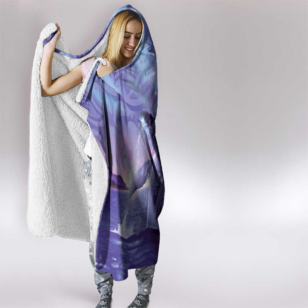 New Zealand Matariki Humpback Whale Hooded Blanket Paikea Maori New Year Purple Galaxy
