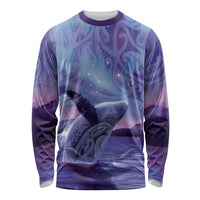 New Zealand Matariki Humpback Whale Long Sleeve Shirt Paikea Maori New Year Purple Galaxy