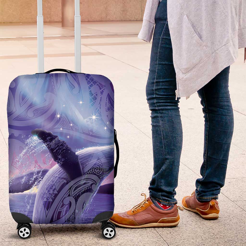 New Zealand Matariki Humpback Whale Luggage Cover Paikea Maori New Year Purple Galaxy LT14 Purple - Polynesian Pride