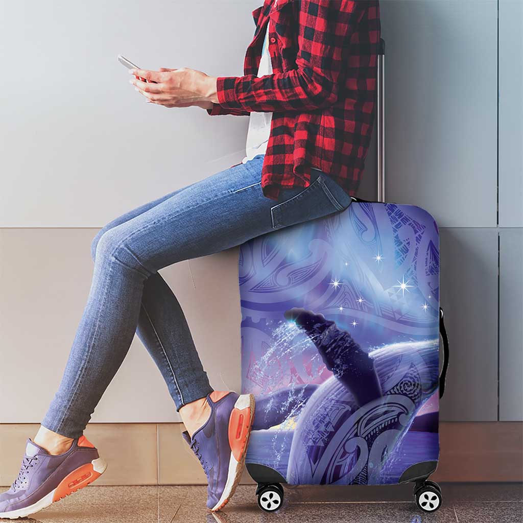 New Zealand Matariki Humpback Whale Luggage Cover Paikea Maori New Year Purple Galaxy LT14 - Polynesian Pride