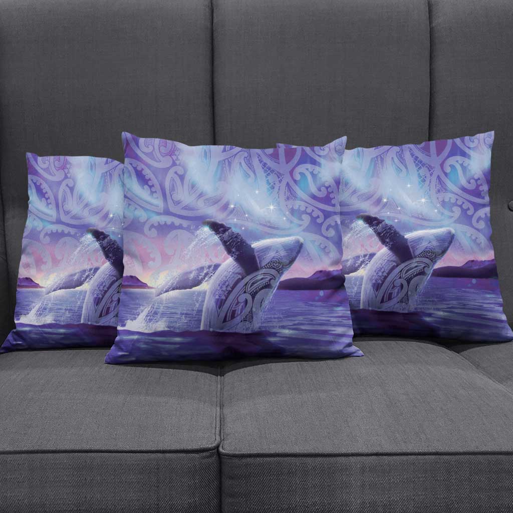 New Zealand Matariki Humpback Whale Pillow Cover Paikea Maori New Year Purple Galaxy