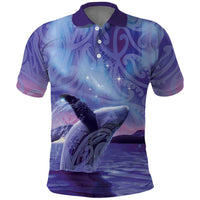New Zealand Matariki Humpback Whale Polo Shirt Paikea Maori New Year Purple Galaxy