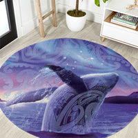 New Zealand Matariki Humpback Whale Round Carpet Paikea Maori New Year Purple Galaxy