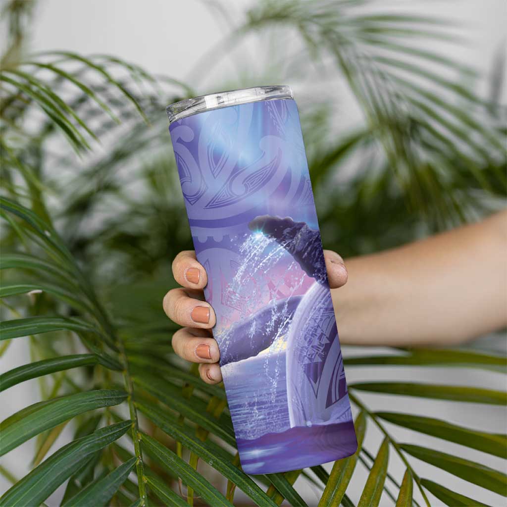 New Zealand Matariki Humpback Whale Skinny Tumbler Paikea Maori New Year Purple Galaxy LT14 - Polynesian Pride