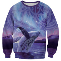 New Zealand Matariki Humpback Whale Sweatshirt Paikea Maori New Year Purple Galaxy