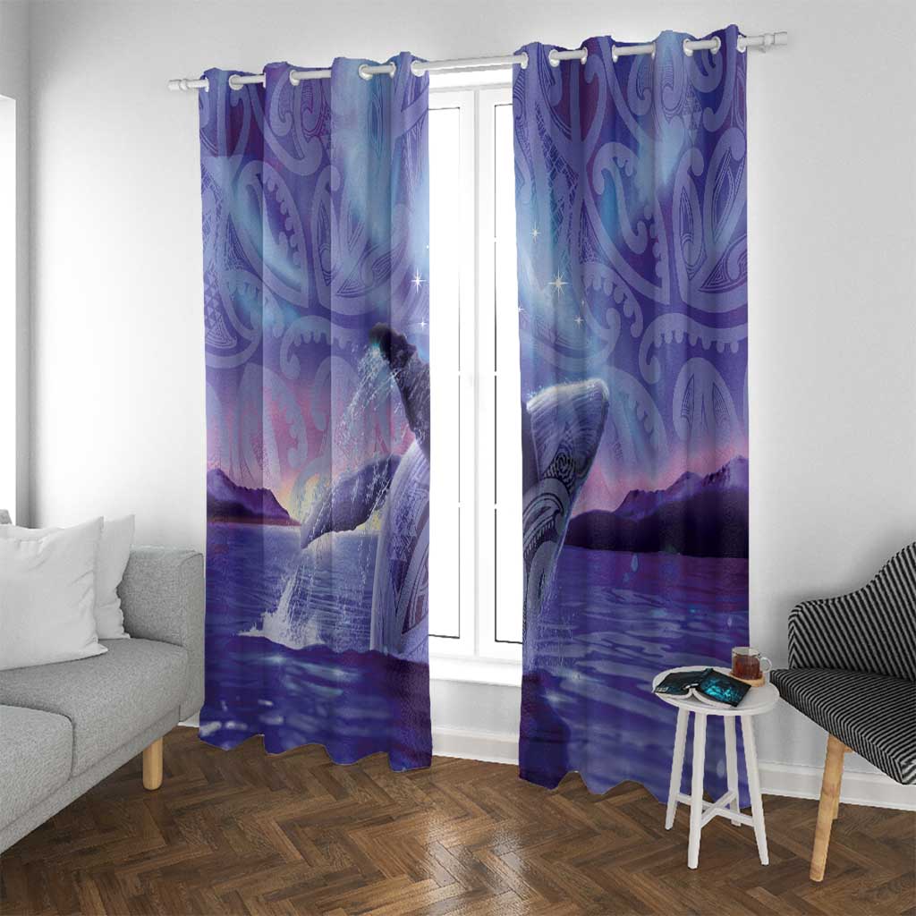 New Zealand Matariki Humpback Whale Window Curtain Paikea Maori New Year Purple Galaxy