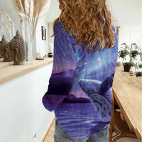 New Zealand Matariki Humpback Whale Women Casual Shirt Paikea Maori New Year Purple Galaxy LT14 - Polynesian Pride