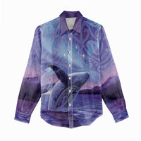 New Zealand Matariki Humpback Whale Women Casual Shirt Paikea Maori New Year Purple Galaxy LT14 - Polynesian Pride