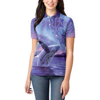 New Zealand Matariki Humpback Whale Women Polo Shirt Paikea Maori New Year Purple Galaxy LT14 - Polynesian Pride