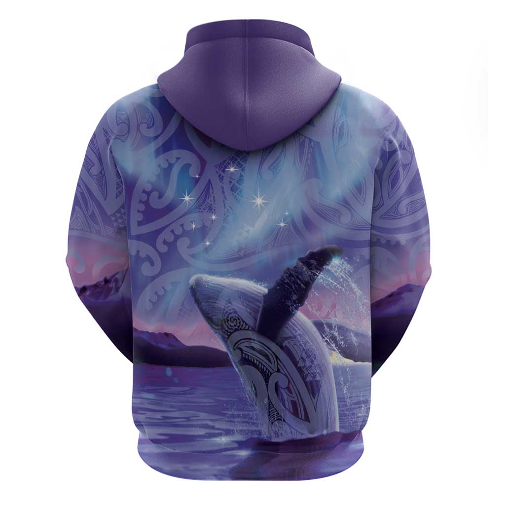 New Zealand Matariki Humpback Whale Zip Hoodie Paikea Maori New Year Purple Galaxy