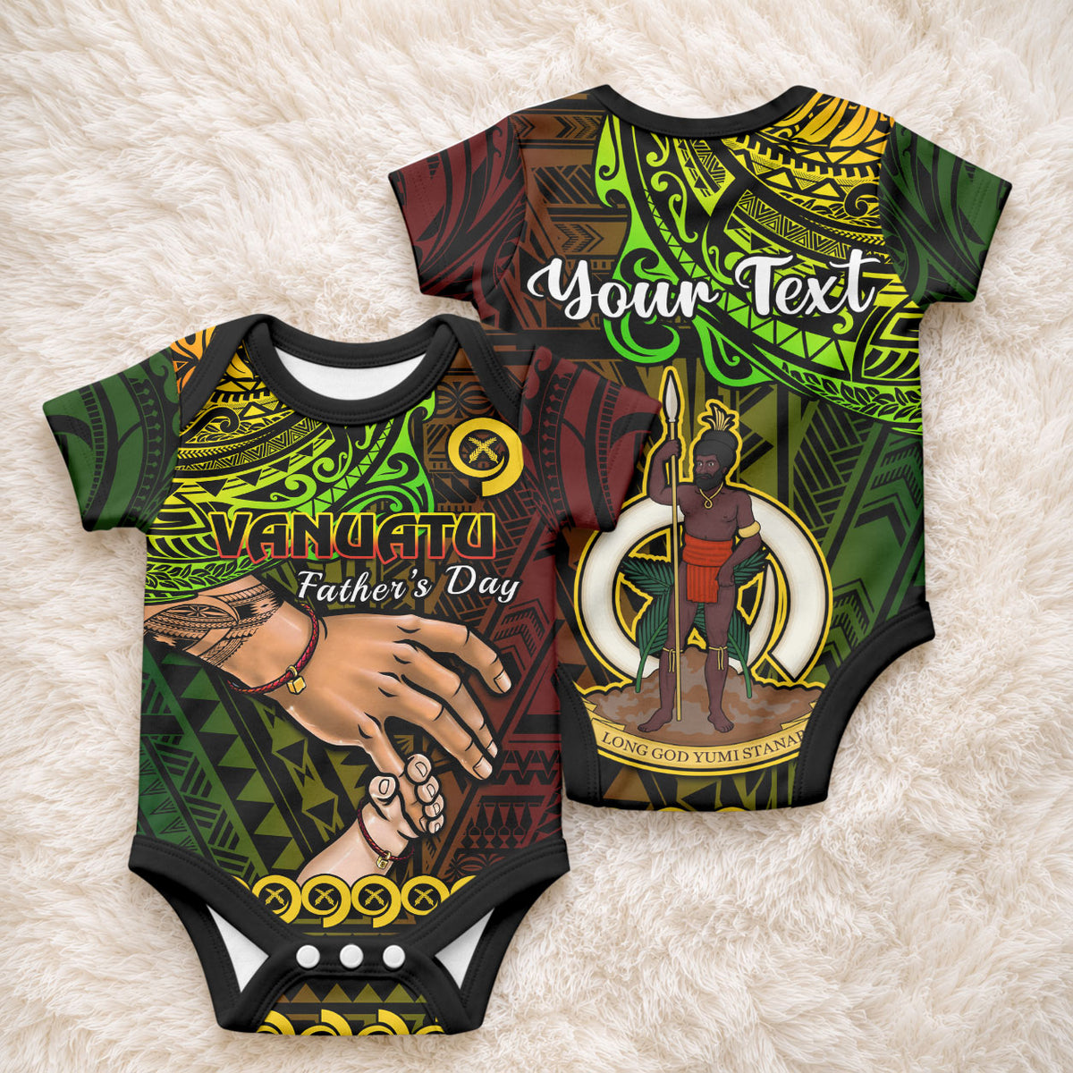 Personalised Father Day Vanuatu Baby Onesie I Love You Dad Reggae Version LT14 - Polynesian Pride