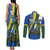 Solomon Islands Independence Day Couples Matching Tank Maxi Dress and Long Sleeve Button Shirt Happy 7 July Crocodile Flag Style