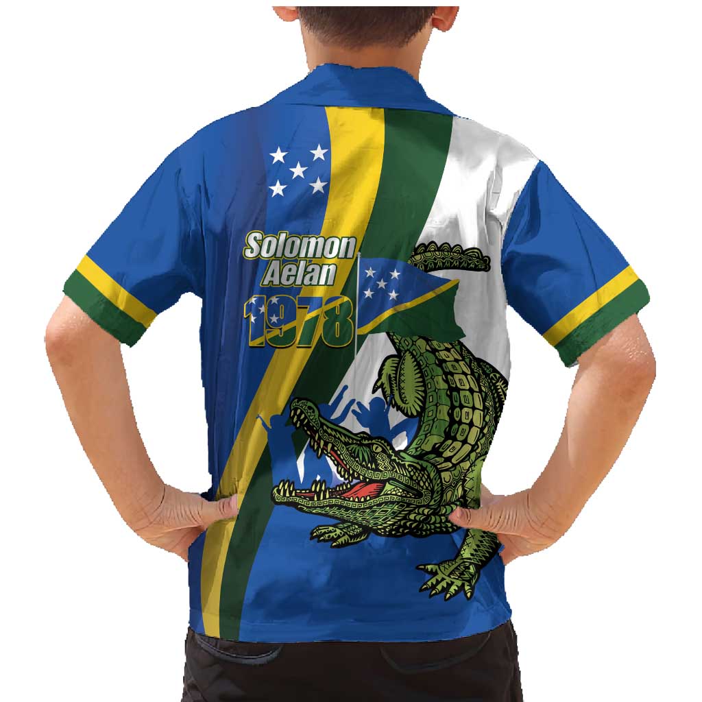 Solomon Islands Independence Day Family Matching Mermaid Dress and Hawaiian Shirt Happy 7 July Crocodile Flag Style LT14 - Polynesian Pride