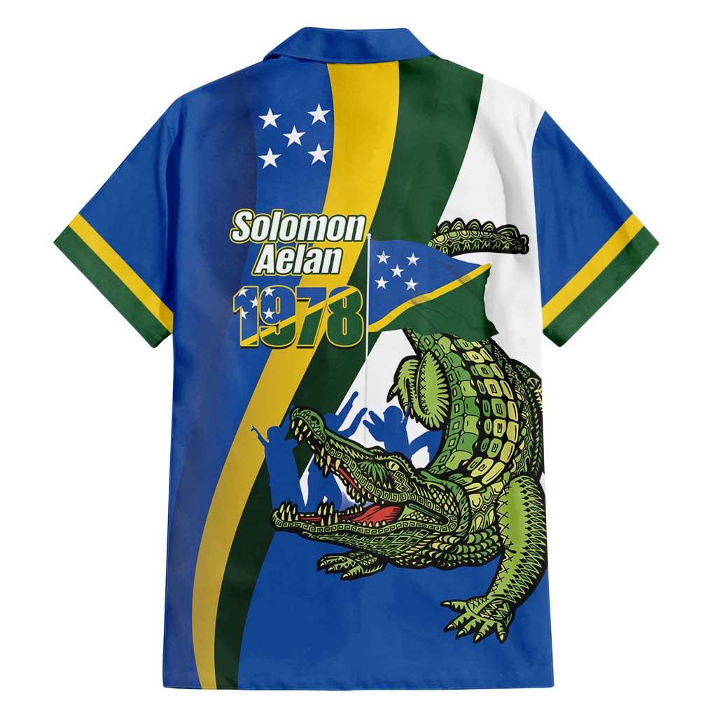 Solomon Islands Independence Day Family Matching Puletasi and Hawaiian Shirt Happy 7 July Crocodile Flag Style LT14 - Polynesian Pride