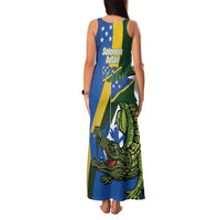 Solomon Islands Independence Day Family Matching Tank Maxi Dress and Hawaiian Shirt Happy 7 July Crocodile Flag Style LT14 - Polynesian Pride