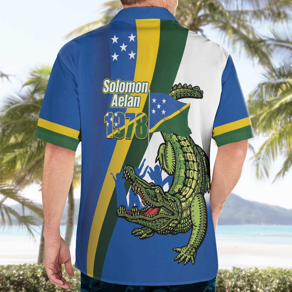 Solomon Islands Independence Day Hawaiian Shirt Happy 7 July Crocodile Flag Style LT14 - Polynesian Pride