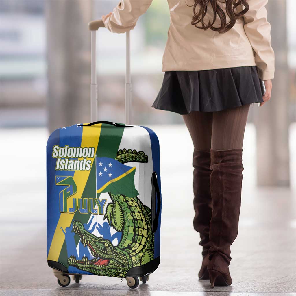 Solomon Islands Independence Day Luggage Cover Happy 7 July Crocodile Flag Style LT14 - Polynesian Pride