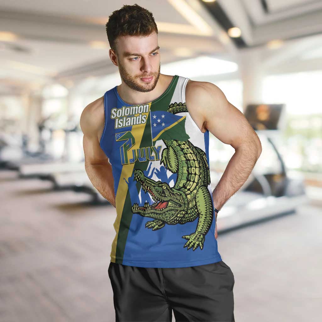Solomon Islands Independence Day Men Tank Top Happy 7 July Crocodile Flag Style
