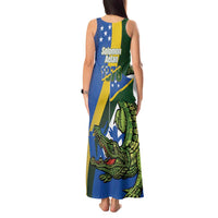 Solomon Islands Independence Day Tank Maxi Dress Happy 7 July Crocodile Flag Style LT14 - Polynesian Pride