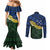 Halo Olaketa Solomon Islands Tapa Pattern Couples Matching Mermaid Dress and Long Sleeve Button Shirt