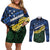 Halo Olaketa Solomon Islands Tapa Pattern Couples Matching Off Shoulder Short Dress and Long Sleeve Button Shirt