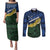 Halo Olaketa Solomon Islands Tapa Pattern Couples Matching Puletasi and Long Sleeve Button Shirt