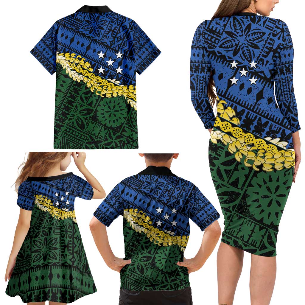 Halo Olaketa Solomon Islands Tapa Pattern Family Matching Long Sleeve Bodycon Dress and Hawaiian Shirt LT14 - Polynesian Pride