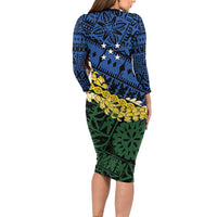 Halo Olaketa Solomon Islands Tapa Pattern Family Matching Long Sleeve Bodycon Dress and Hawaiian Shirt LT14 - Polynesian Pride