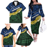 Halo Olaketa Solomon Islands Tapa Pattern Family Matching Off The Shoulder Long Sleeve Dress and Hawaiian Shirt LT14 - Polynesian Pride