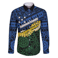 Halo Olaketa Solomon Islands Tapa Pattern Family Matching Off The Shoulder Long Sleeve Dress and Hawaiian Shirt LT14 Dad's Shirt - Long Sleeve Blue - Polynesian Pride
