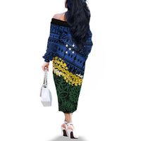 Halo Olaketa Solomon Islands Tapa Pattern Family Matching Off The Shoulder Long Sleeve Dress and Hawaiian Shirt LT14 - Polynesian Pride