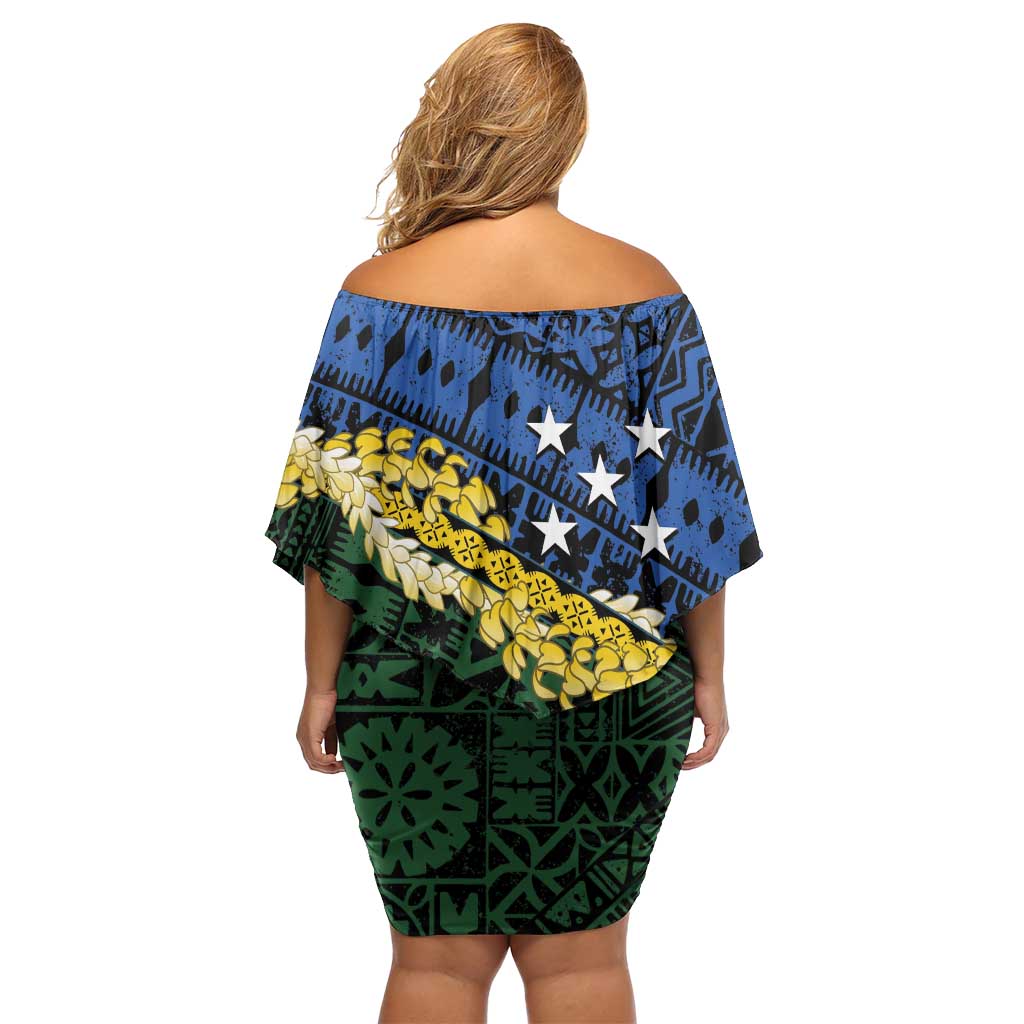 Halo Olaketa Solomon Islands Tapa Pattern Off Shoulder Short Dress