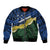 Halo Olaketa Solomon Islands Tapa Pattern Sleeve Zip Bomber Jacket