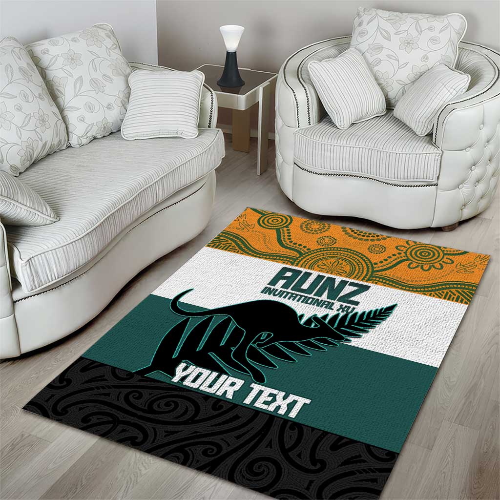 AUNZ Rugby Custom Area Rug Australia Kangaroo New Zealand Silver Fern LT14 - Polynesian Pride