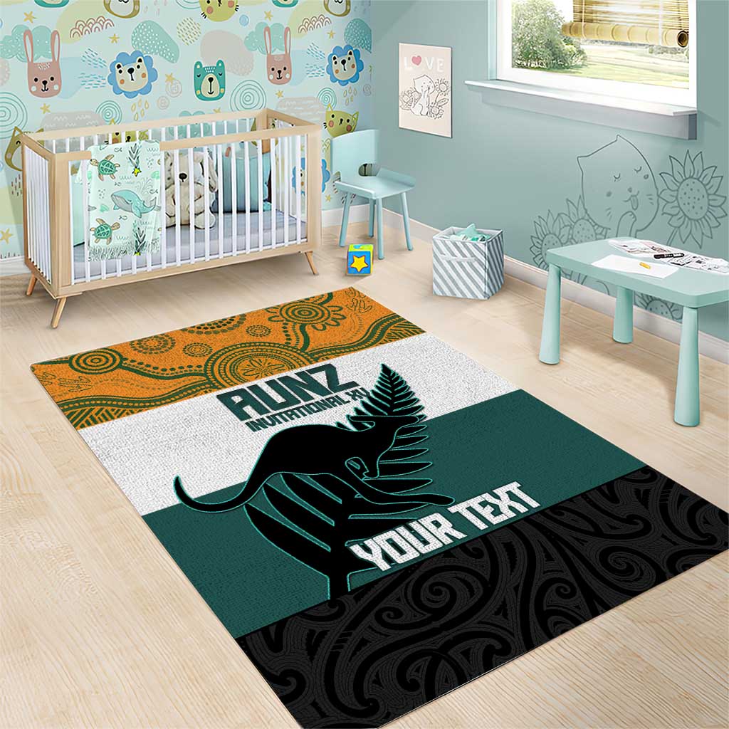 AUNZ Rugby Custom Area Rug Australia Kangaroo New Zealand Silver Fern LT14 - Polynesian Pride