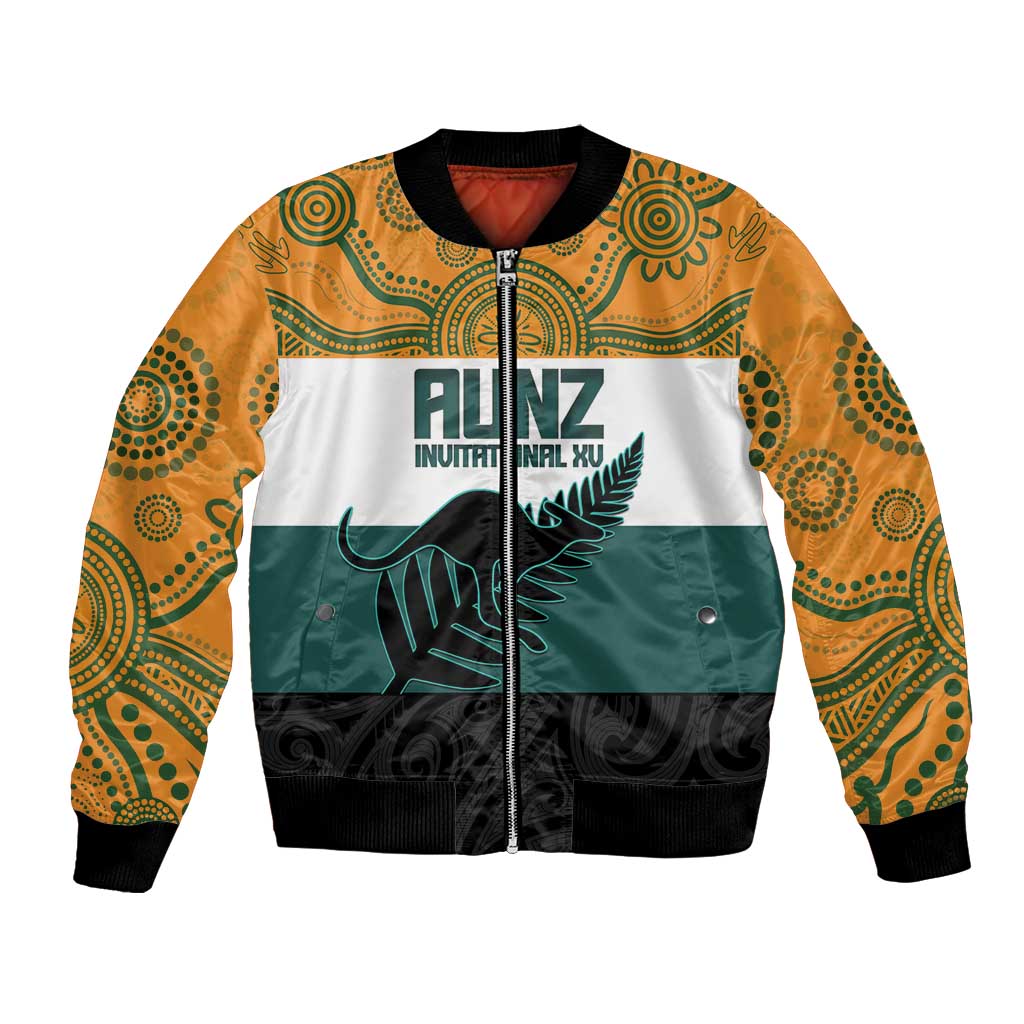 AUNZ Rugby Custom Bomber Jacket Australia Kangaroo New Zealand Silver Fern - Polynesian Pride