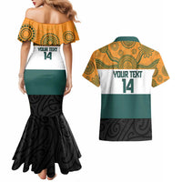 AUNZ Rugby Custom Couples Matching Mermaid Dress and Hawaiian Shirt Australia Kangaroo New Zealand Silver Fern LT14 - Polynesian Pride