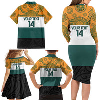 AUNZ Rugby Custom Family Matching Long Sleeve Bodycon Dress and Hawaiian Shirt Australia Kangaroo New Zealand Silver Fern LT14 - Polynesian Pride