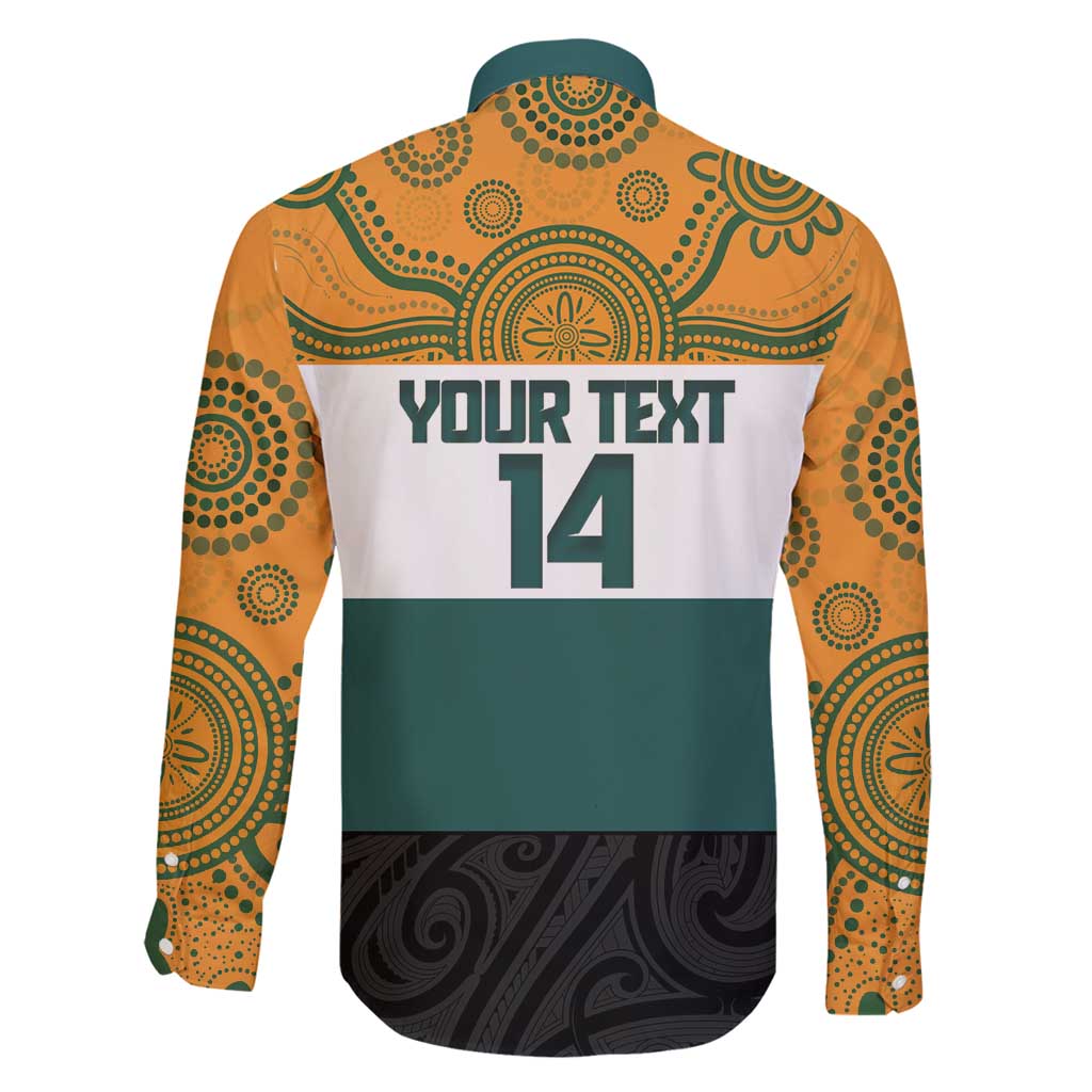 AUNZ Rugby Custom Family Matching Long Sleeve Bodycon Dress and Hawaiian Shirt Australia Kangaroo New Zealand Silver Fern LT14 - Polynesian Pride