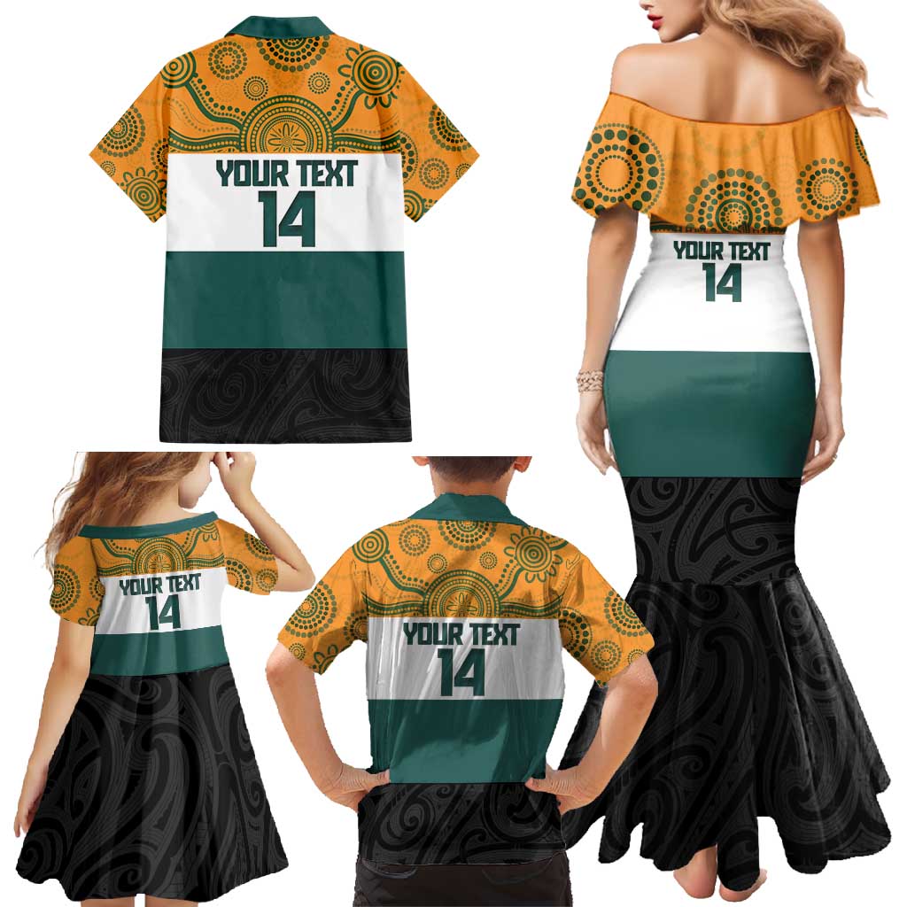 AUNZ Rugby Custom Family Matching Mermaid Dress and Hawaiian Shirt Australia Kangaroo New Zealand Silver Fern LT14 - Polynesian Pride