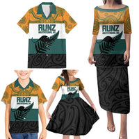 AUNZ Rugby Custom Family Matching Puletasi and Hawaiian Shirt Australia Kangaroo New Zealand Silver Fern LT14 - Polynesian Pride