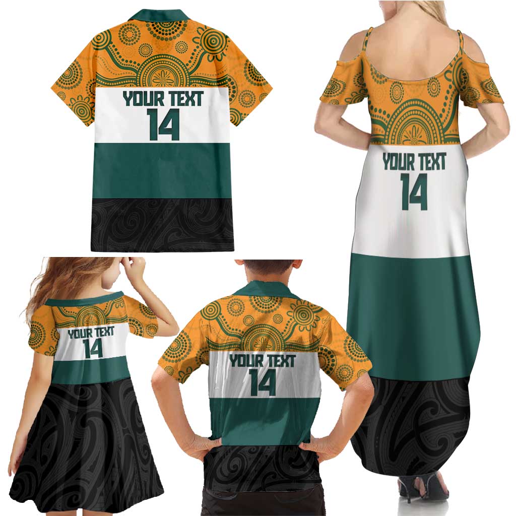 AUNZ Rugby Custom Family Matching Summer Maxi Dress and Hawaiian Shirt Australia Kangaroo New Zealand Silver Fern LT14 - Polynesian Pride