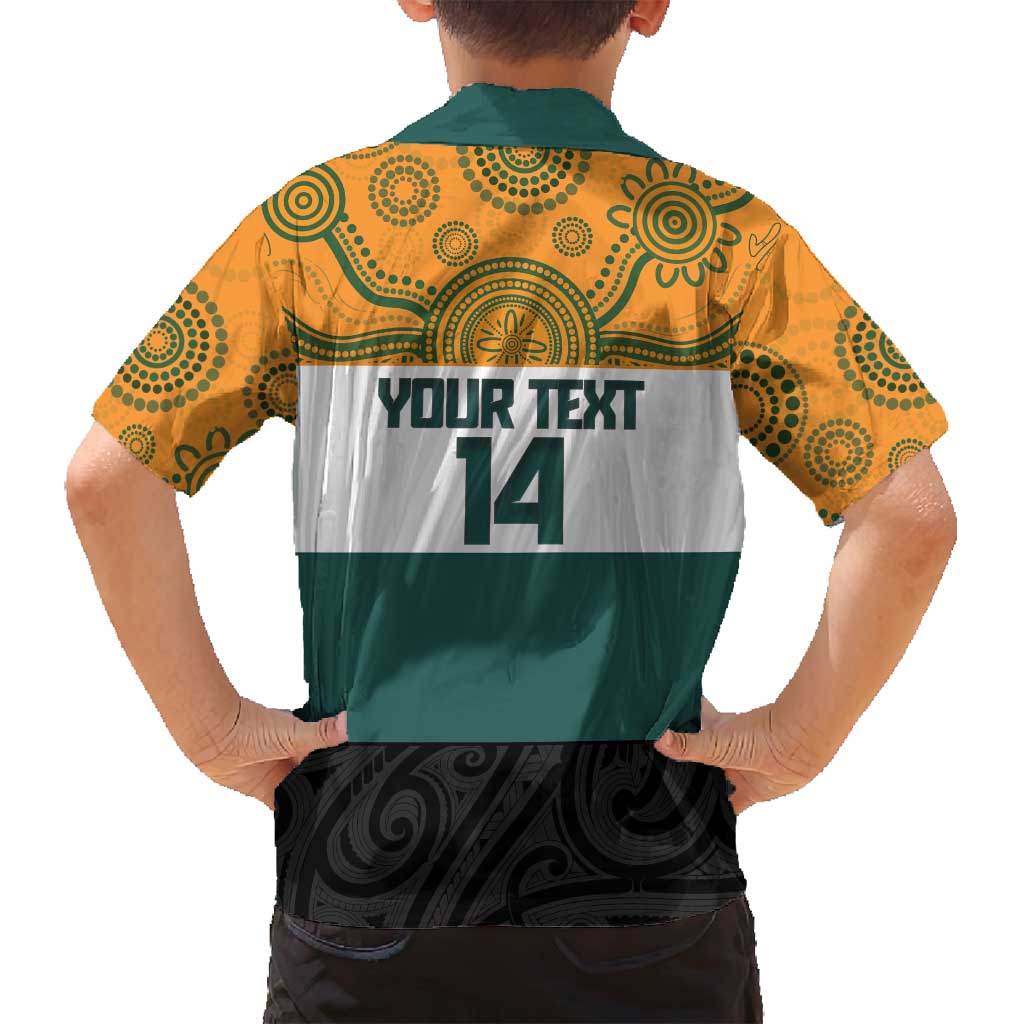 AUNZ Rugby Custom Family Matching Tank Maxi Dress and Hawaiian Shirt Australia Kangaroo New Zealand Silver Fern LT14 - Polynesian Pride
