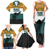 AUNZ Rugby Custom Family Matching Tank Maxi Dress and Hawaiian Shirt Australia Kangaroo New Zealand Silver Fern LT14 - Polynesian Pride