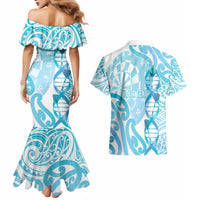 Personalised New Zealand Darts Couples Matching Mermaid Dress and Hawaiian Shirt Aotearoa Maori Its In My DNA White LT14 - Polynesian Pride