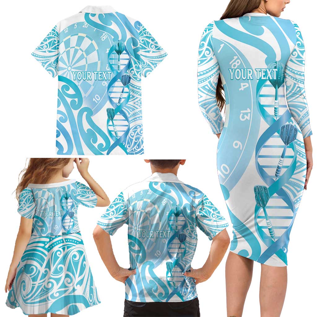 Personalised New Zealand Darts Family Matching Long Sleeve Bodycon Dress and Hawaiian Shirt Aotearoa Maori Its In My DNA White LT14 - Polynesian Pride