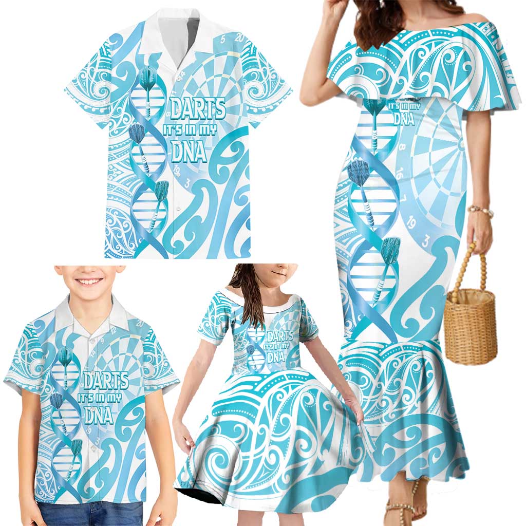 Personalised New Zealand Darts Family Matching Mermaid Dress and Hawaiian Shirt Aotearoa Maori Its In My DNA White LT14 - Polynesian Pride
